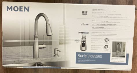 moen surie stainless high arc  handle pull  kitchen faucet srs  sale  ebay