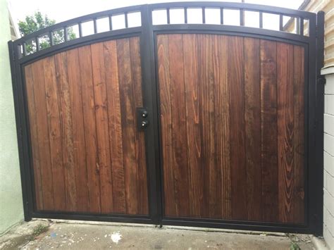 wooden driveway gate  door wooden iron double gate   iron