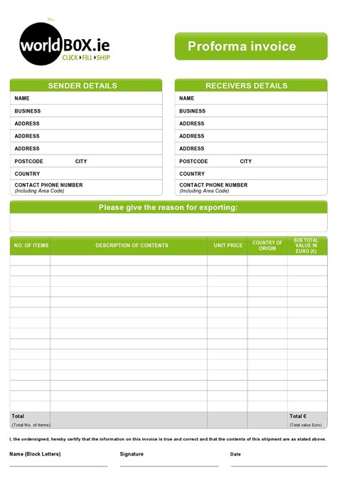 proforma invoice templates excel word  templatearchive