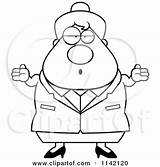 Shrugging Chubby Careless Lady Business Clipart Cartoon Cory Thoman Outlined Coloring Vector 2021 sketch template
