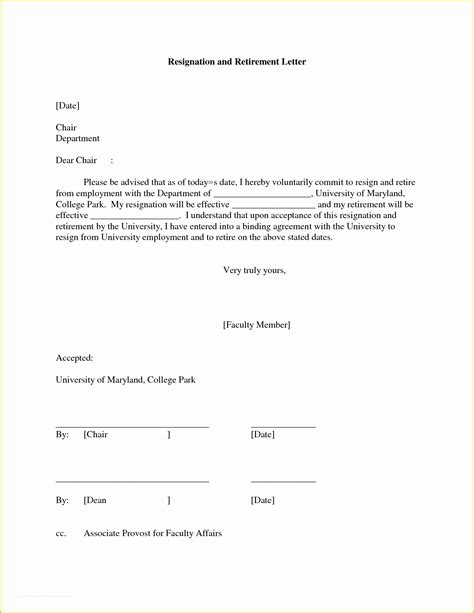 retirement resignation letter template       printable