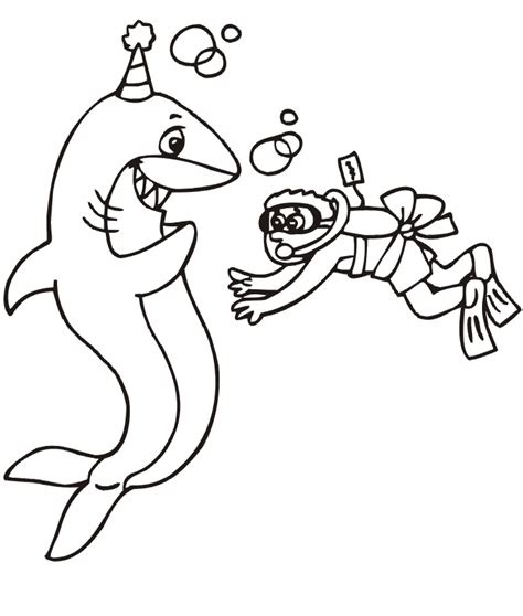 birthday shark coloring page devins  birthday party shark
