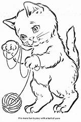 Kittens Coloring Pages Cat Little Three Vintage Embroidery Book Cute Print Kitten Cats Paw Da Patterns Drawing Learn Puppy Disney sketch template