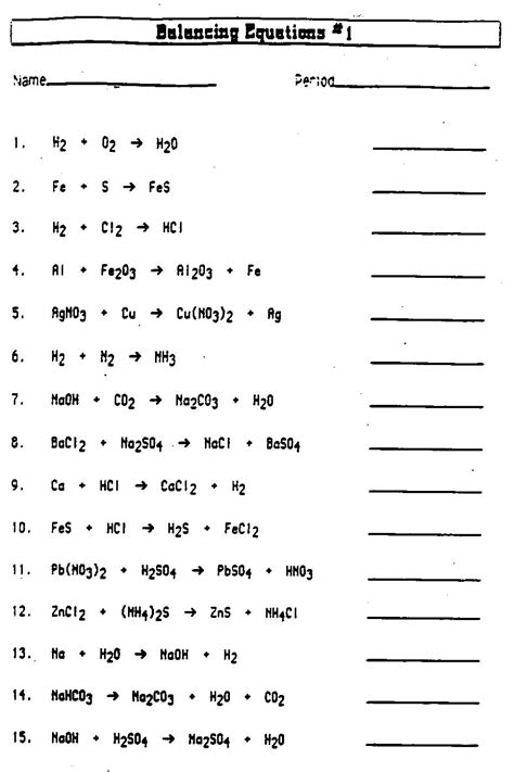images  chemical reactions worksheet  answers types