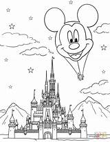 Coloring Disney Castle Mickey Pages Mouse Air Hot Balloon Printable Drawing sketch template