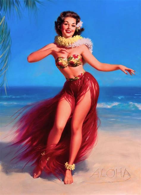 1940s Pin Up Girl Aloha Hula Hawaii 10 X 13 5 Poster