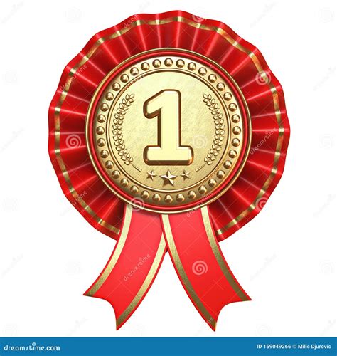gold medal   place  red ribbons  stock illustration