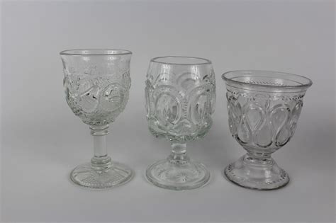 Early American Pressed Glass Goblets Ebth