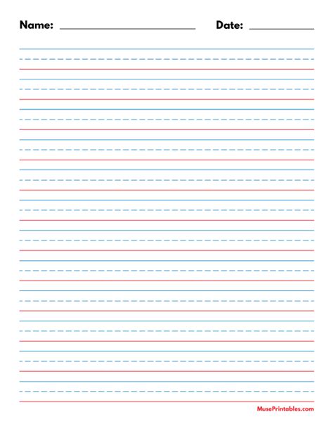 printable blue  red   date handwriting paper