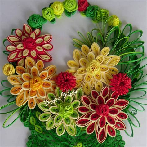quilled floral wreath  branka miletic paper quilling patterns