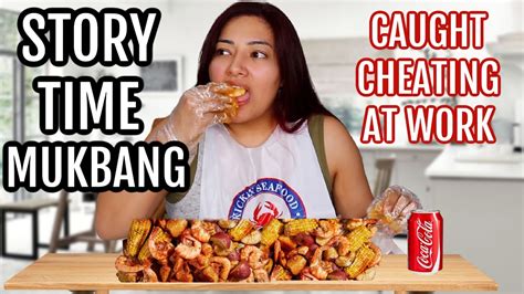 story time caught cheating at work mukbang eating show seafood boil