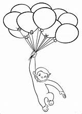 Coloring George Pages Curious Birthday Balloons Kids Sheets Monkey sketch template