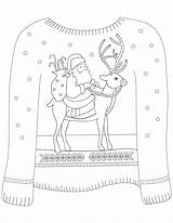 Sweater Coloring Christmas Ugly Pages Reindeer Santa Colouring Sweaters Template Printable Sheets Motif Drawing Cardigan Templates Kids Paper Choose Board sketch template