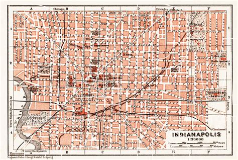 Old Map Of Indianapolis In 1909 Buy Vintage Map Replica Poster Print