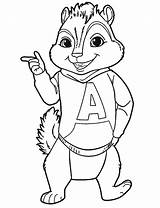 Coloring Alvin Chipmunks Pages Printable Popular sketch template