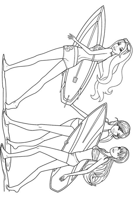 surfer girls  barbie coloring barbie coloring pages coloring pages