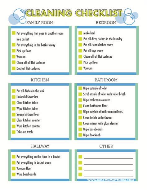 cleaning checklist    printable cleaning cleaning checklist
