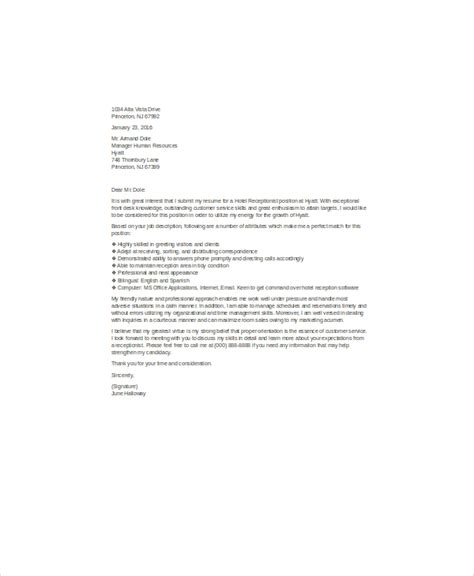 cover letter examples  receptionist   experience
