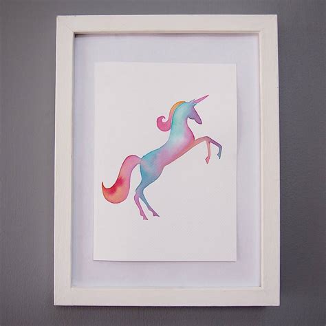 watercolour unicorn rainbow art painting print  kabinshop