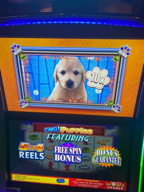a shot of an omg puppies slot machine at westgate las vegas on friday