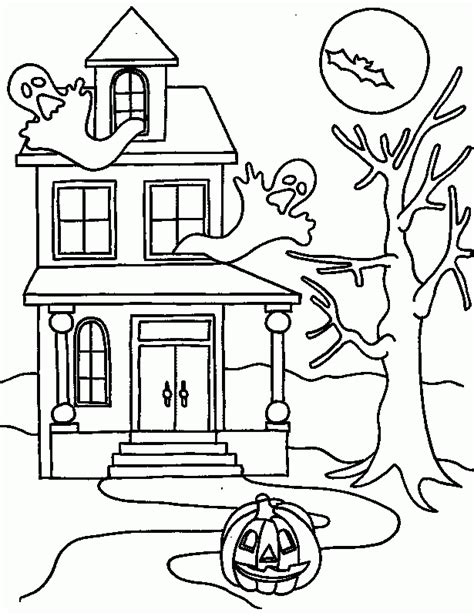 halloween haunted house coloring page  kids   coloring