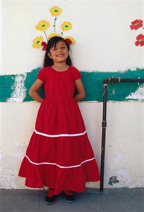 mexican girl red dress mural photograph by mark goebel