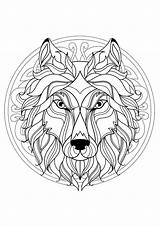 Mandala Wolf Coloring Mandalas Pages Head Difficult Kids Color Adults Animals Complex Patterns Animal Geometric Justcolor Beautiful Simple Loup Print sketch template