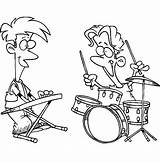 Drummer Boy Jamming Keyboard Playing Coloring Friend Pages sketch template