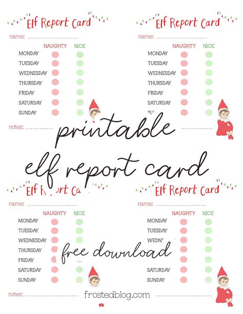 elf   shelf printables report card elf report card elf elf