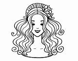 Hairstyle Flower Coloring Coloringcrew sketch template