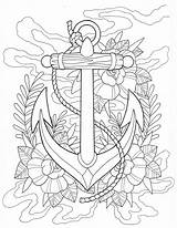 Coloring Tattoo Pages Adult Anchor Printable Tattoos Nautical Book Adults Print Sheets Colouring Color Mandala Star Anchors Kids Ausmalbilder Getcolorings sketch template