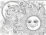 Coloring Sun Pages Adult Moon Adults Popular sketch template
