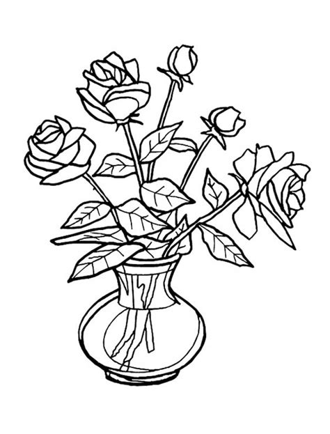 rose flower vase coloring page coloring sky