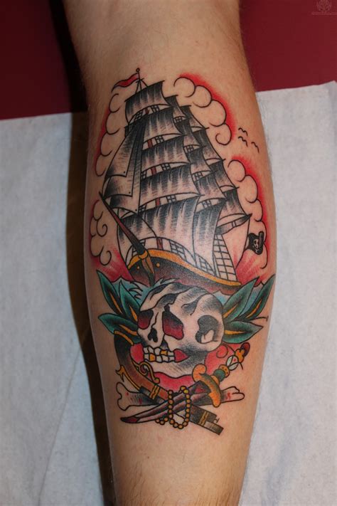 Traditional Nautical Pirate Ship Tattoo