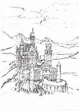 Pen Ink Castle Etsy Drawing Neuschwanstein Sketch sketch template