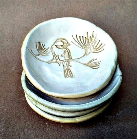ceramic hand built pottery bird prep dipping sauce bowls hand