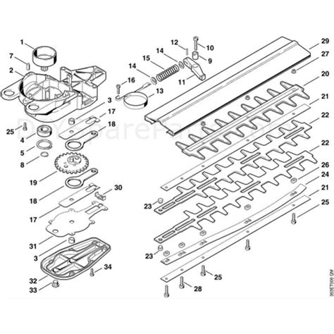 stihl hs  petrol hedgetrimmer hs parts diagram  gear housing