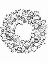 Christmas Wreath Coloring Pages Adults Printable Wreaths Drawing Color Advent Kids Holly Adult Printables Colouring Da Leaves Natale Print Di sketch template