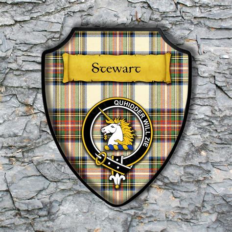 stewart  stuart shield plaque  scottish clan coat  arms badge