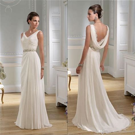 discount elegant greek wedding dresses 2015 summer beach v neck a line