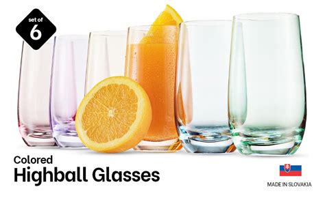 mitbak 13 oz colored highball glasses set of 6 lead