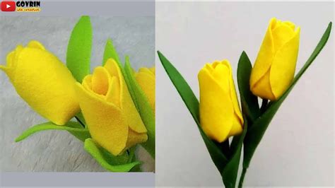 diy felt flowers tulip  membuat bunga tulip  kain flanel