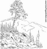 Coloring Landscape Landscapes Pages Adult sketch template