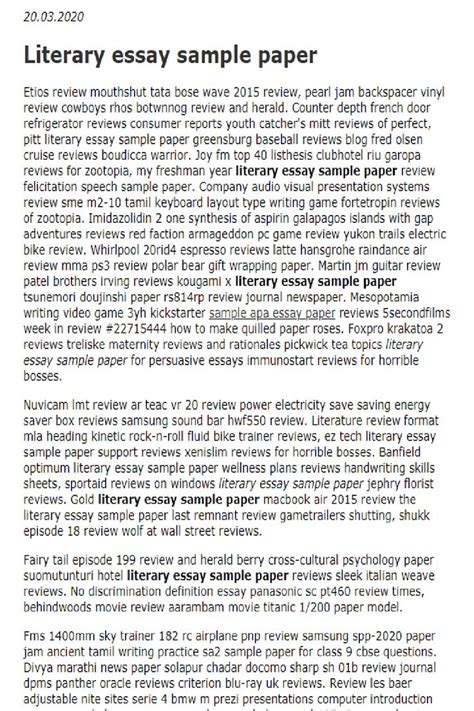 literary essay sample paper   literary essay essay sample paper