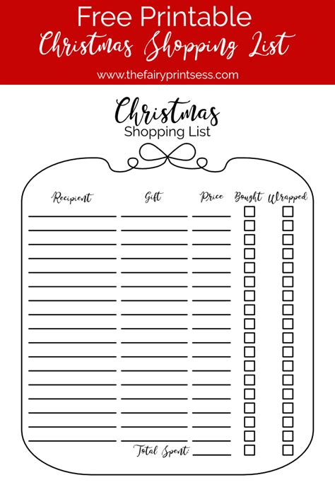 printable christmas shopping lists  christmas printables