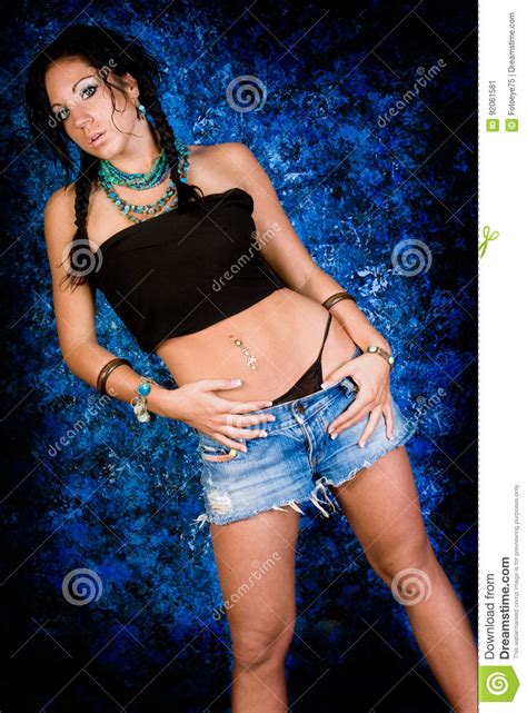 Girl Native American Indian Woman With Braids Stock Image