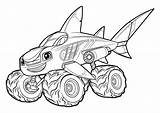 Shark Monstruo Coloringhome Tiburón Camión sketch template