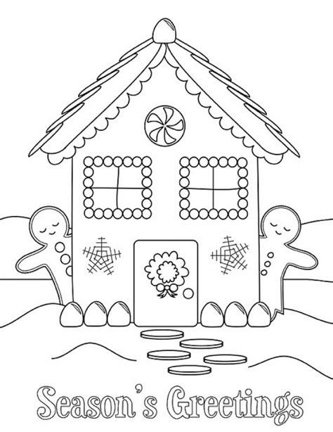 easy preschool printable  gingerbread house coloring pages