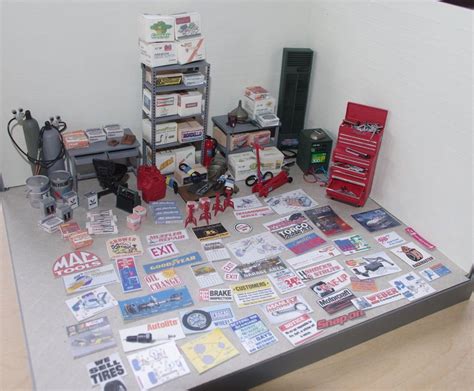 garage diorama accessories assorted items diorama garage