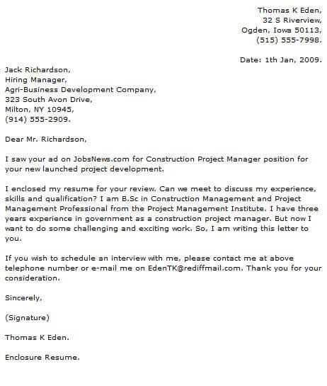 project manager cover letter examples resume now